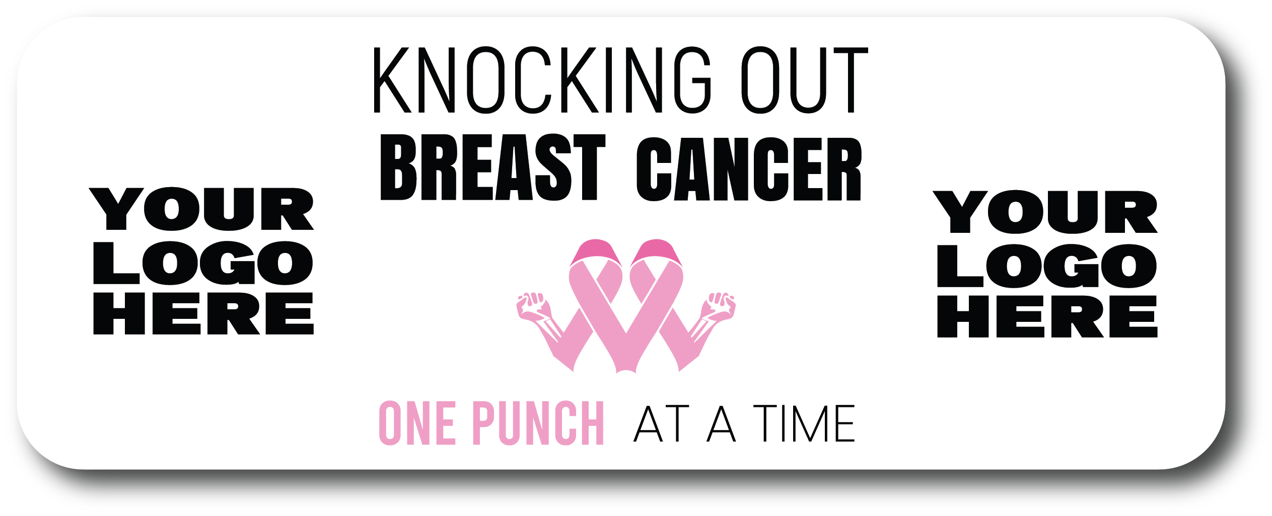 3" x 8" Rectangle Breast Cancer Awareness Car Magnet, .30 Mil - KNOCK OUT