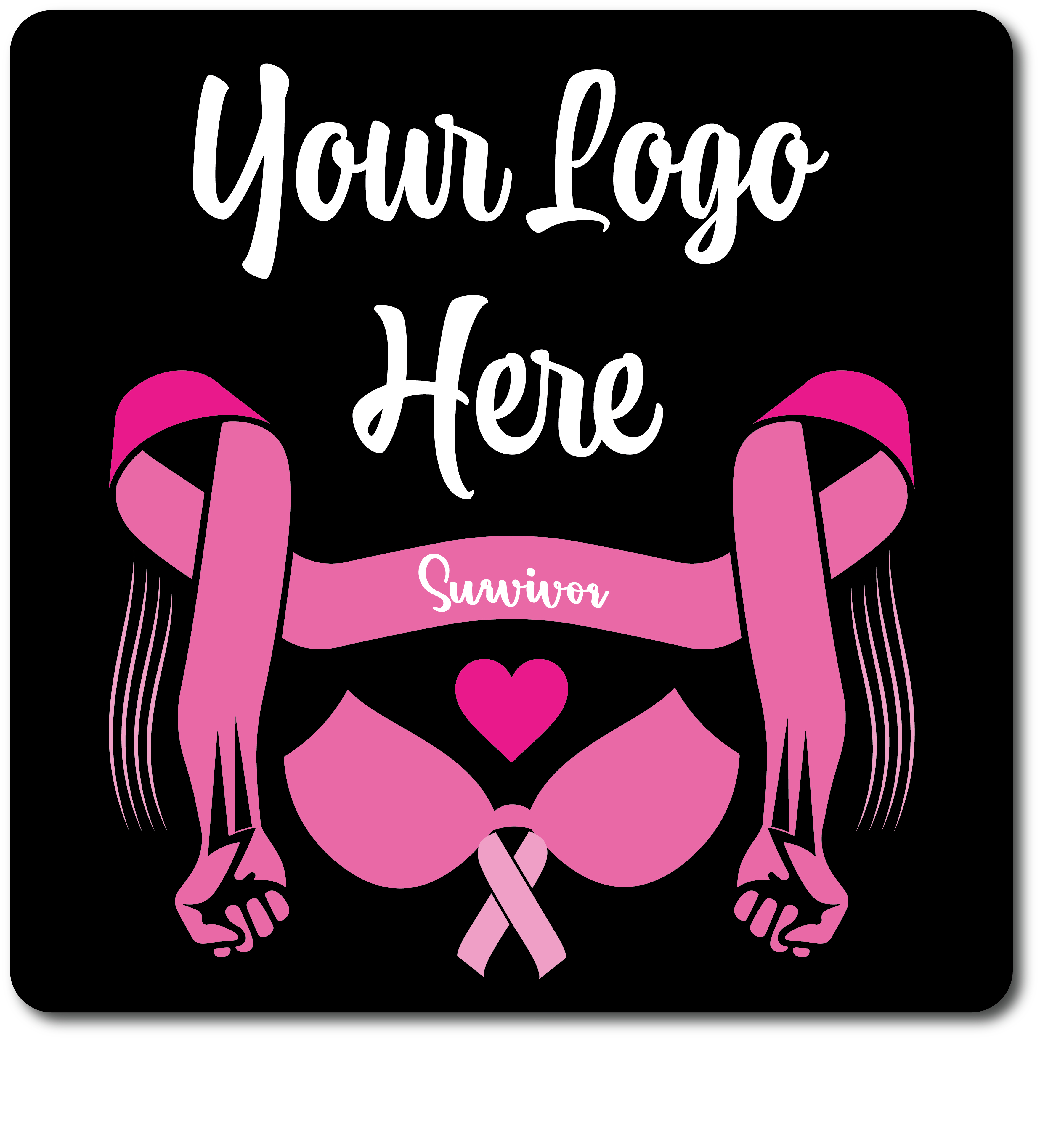 5"x5" Square Breast Cancer Awareness Magnet, .30 Mil - SURVIVOR